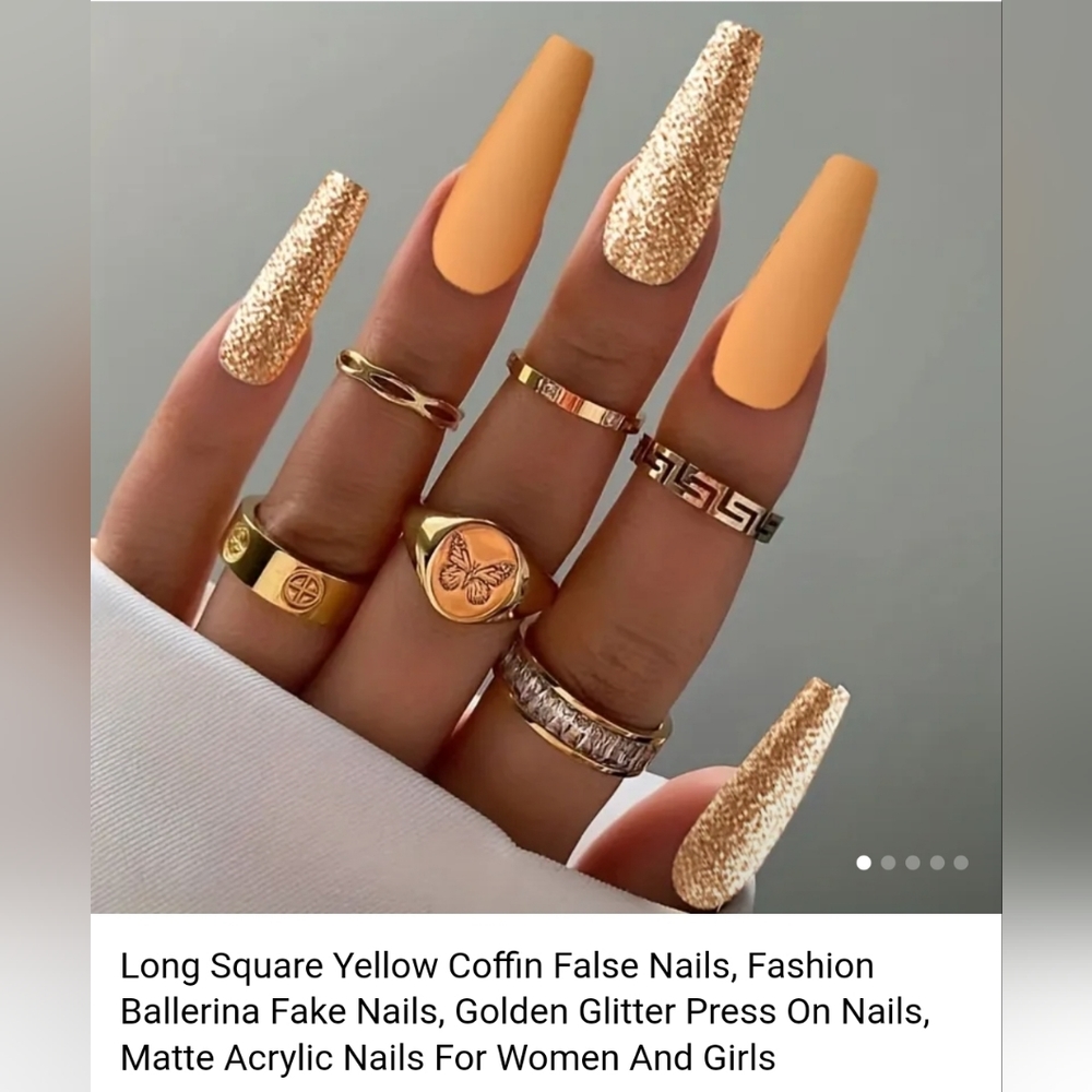 GOLDEN PEACH 💅NAILS glue on OR press (Any length)* COMPLETE PRO DIY NAIL KIT - Picture 5 of 10